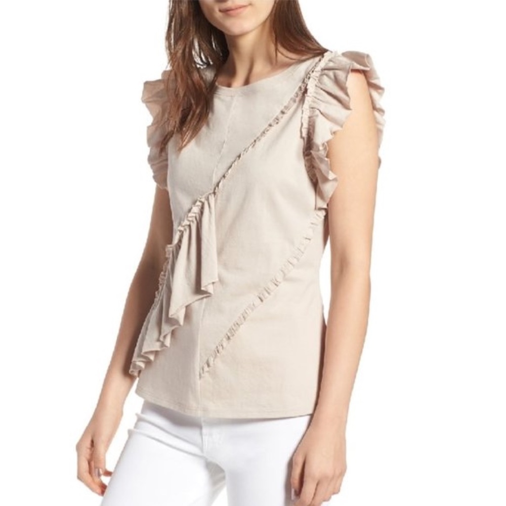 CHELSEA28 Asymmetrical Ruffle Top